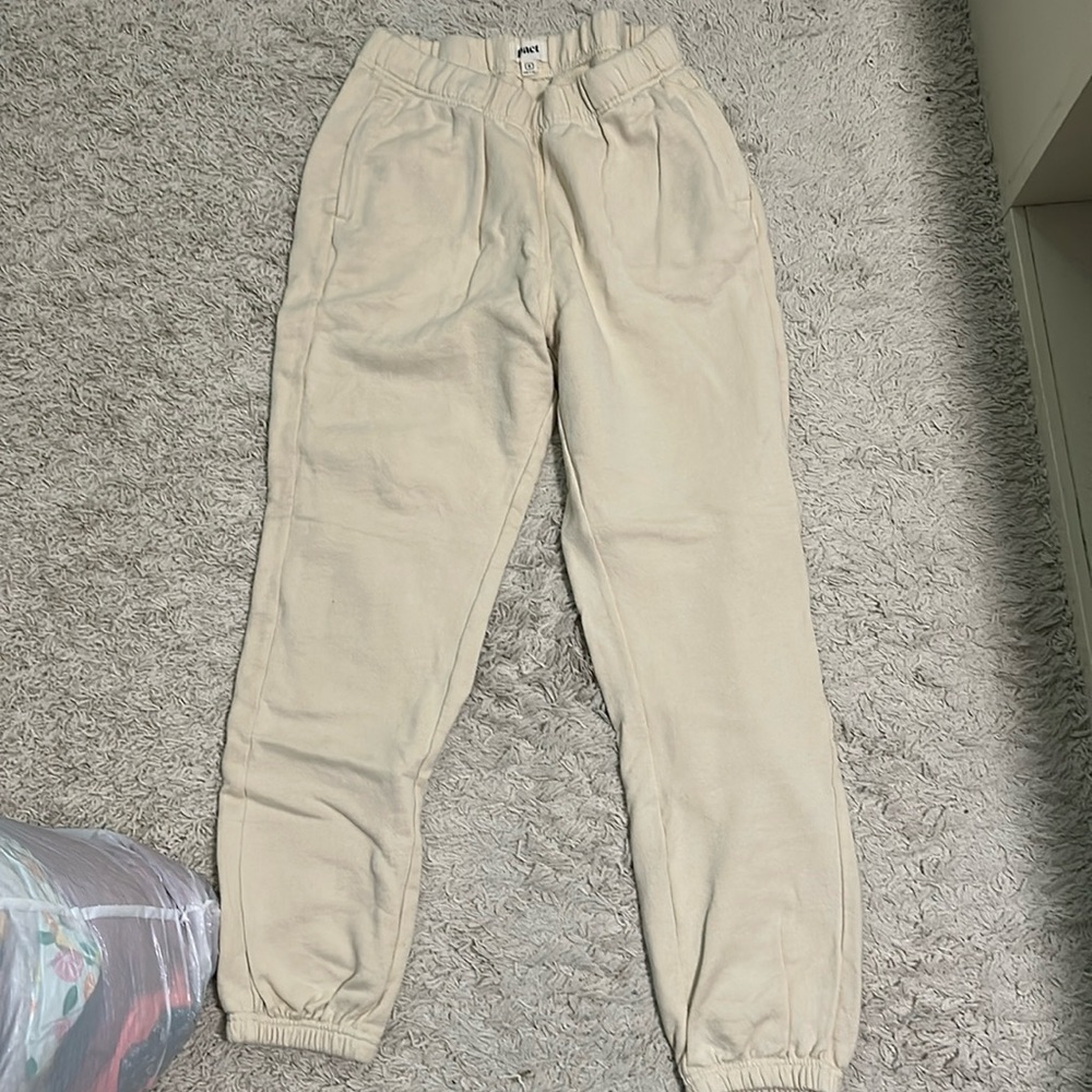 NWT Pact cream cotton sweatpants